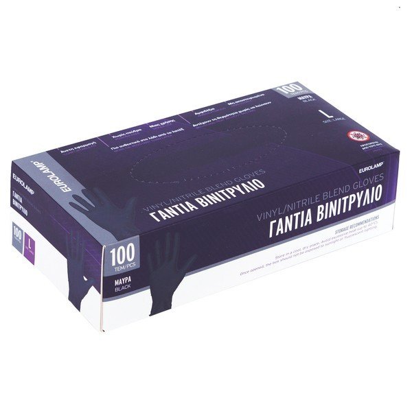 cf2121bf140a4968b3967a8e3e46cff0 ΓΑΝΤΙΑ ΒΙΝΥΛΙΟΥ-ΝΙΤΡΙΛΙΟΥ ΣΥΝΘΕΤΙΚΑ ΜΙΑΣ ΧΡΗΣΗΣ ΧΩΡΙΣ ΠΟΥΔΡΑ ΜΑΥΡΑ ΜΕΓΕΘΟΣ LARGE 100ΤΕΜ (147-90992) - Image 1