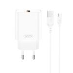 XO wall charger CE33 QC 18W 1x USB white + cable USB-C