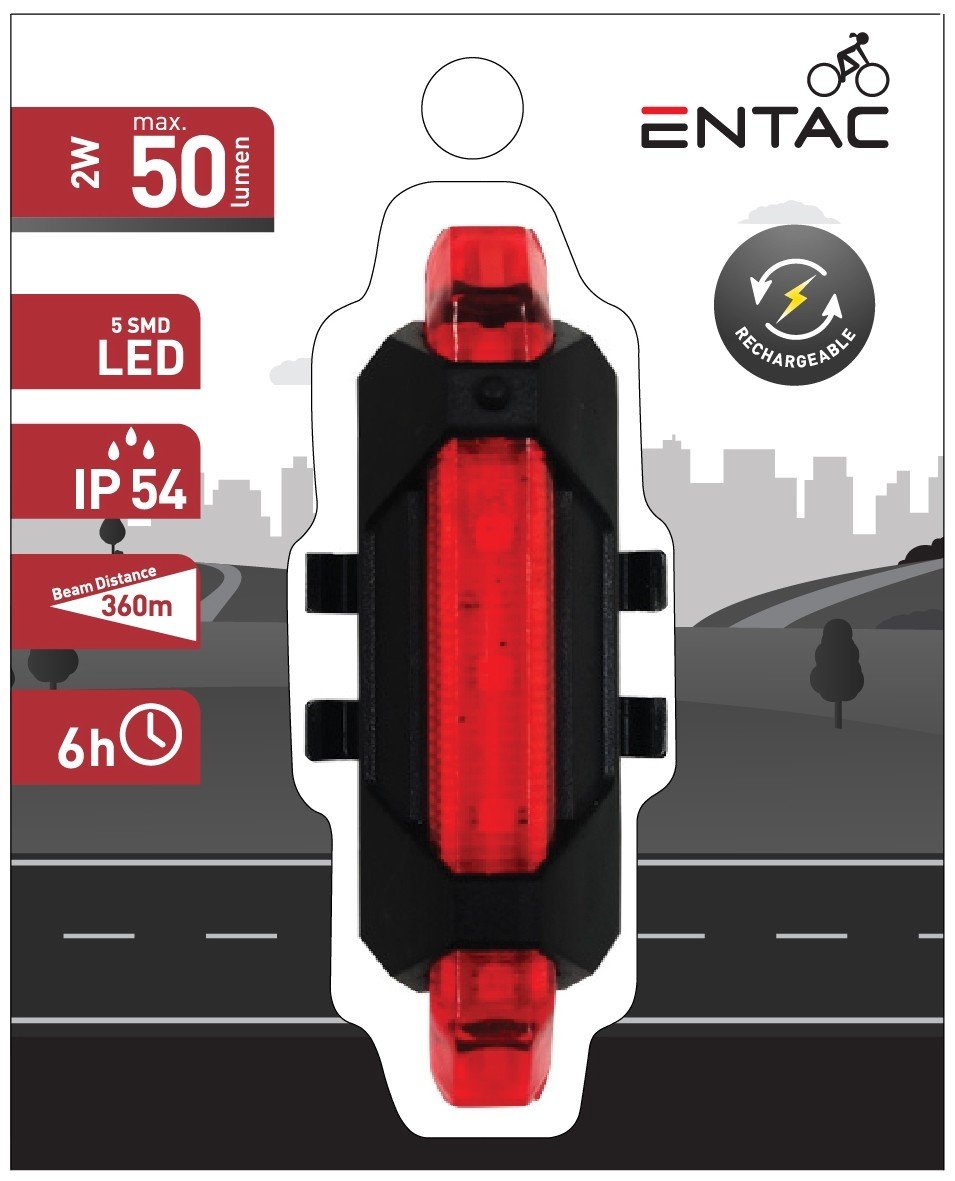 11_1_1 Entac Φώς Ποδηλάτου Πλαστικός 2W Κόκκινο (15.007.0141) - Image 1