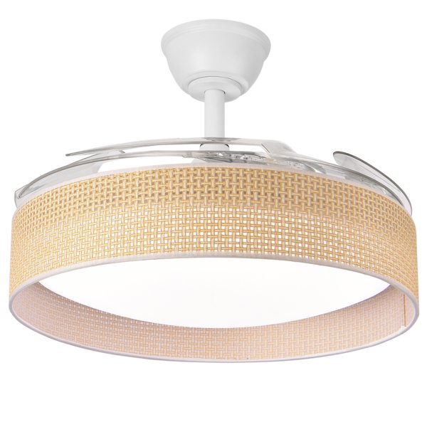 300-25086_1 ΑΝΕΜΙΣΤΗΡΑΣ ΟΡΟΦΗΣ ΛΕΥΚΟΣ ΜΕ ΑΝΟΙΓΟΚΛΕΙΟΜΕΝΕΣ ΦΤΕΡΩΤΕΣ ΚΑΙ ΚΑΦΕ ΠΛΕΚΤΟ Φ106 30W DC ΜΟΤΕΡ ΜΕ LED ΦΩΣ 45W ΚΑΙ ΚΟΝΤΡΟΛ (300-25086) - Image 1