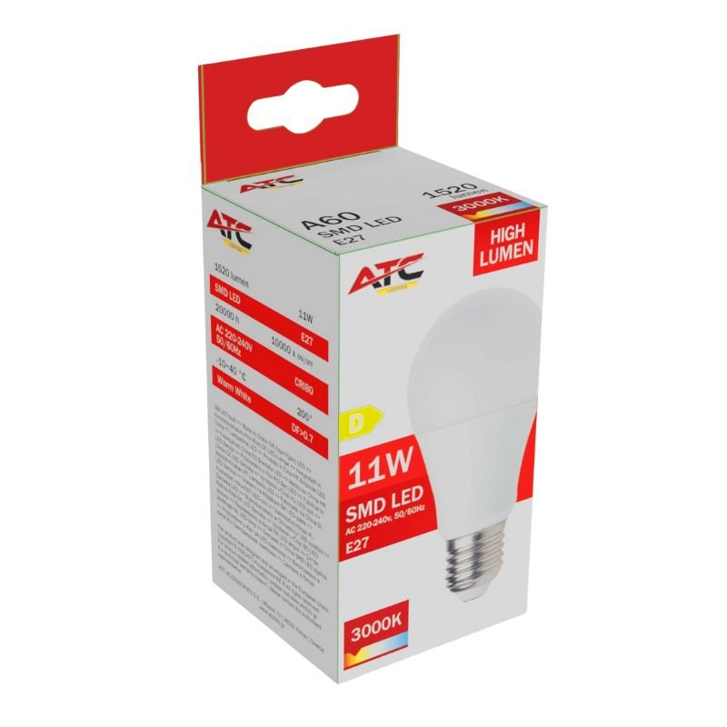 a60_11w_high_lumen_5_ ATC SMD LED High Lumen Λαμπτήρας A60 230V 11W/1520LM E27 3000K (25.001.0010) - Image 1