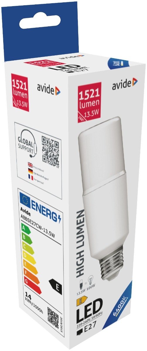 abbse27cw-135w_avide-led-bright-stick-izzo-t45-135w-e27-cw-6400k Avide LED Bright Stick Bulk T45 13.5W E27 Ψυχρό 6400K (15.001.0797) - Image 1