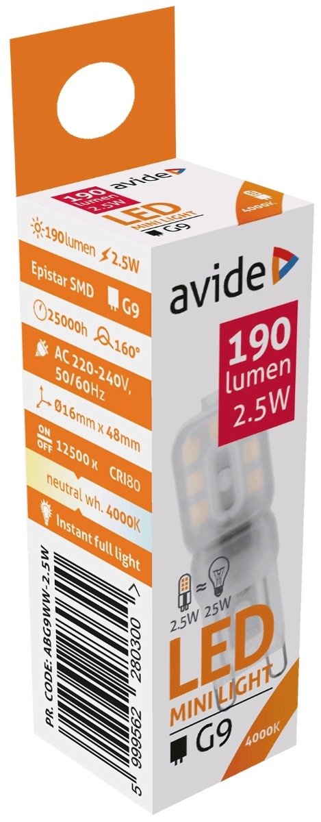 abg9nw-25w_avide-led-25w-g9-160_-nw-4000k Avide LED G9 2.5W 160° Λευκό 4000K (15.001.0148) - Image 1