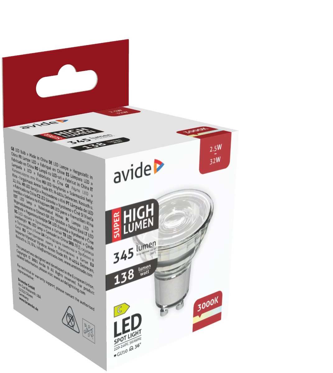 abgu10ww-25w_avide-led-spot-alu-plastic-25w-gu10-ww-3000k-super-high-lumen Avide LED Σπότ Αλουμίνιο + Πλαστικό 2.5W GU10 Θερμό 3000K Super Υψηλής Φωτεινότητας (15.001.0954) - Image 1