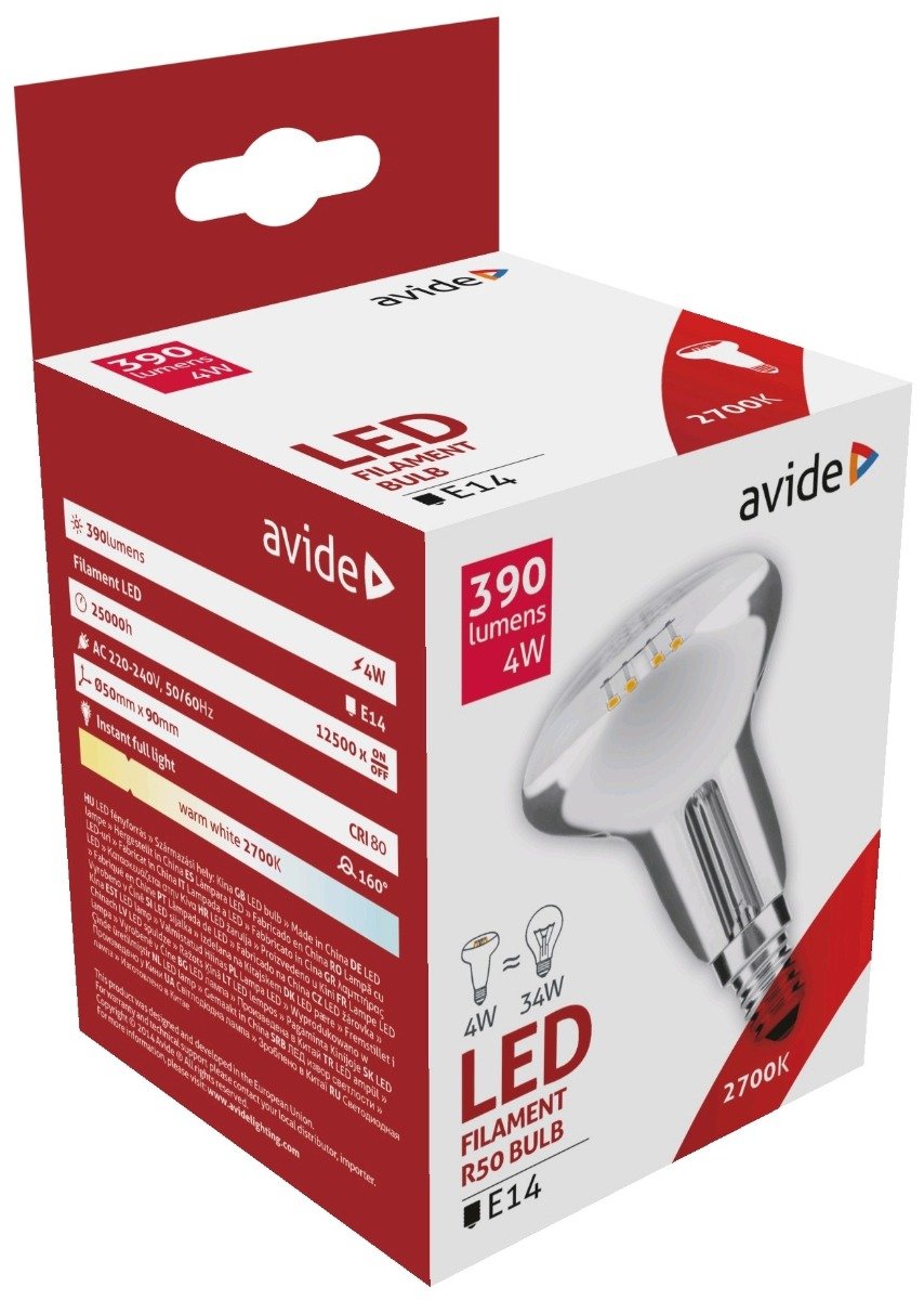 ablfr50ww-4w_avide-led-filament-r50-4w-e14-160_-ww-2700k Avide LED Filament R50 4W E14 160° Θερμό 2700K (15.001.0246) - Image 1
