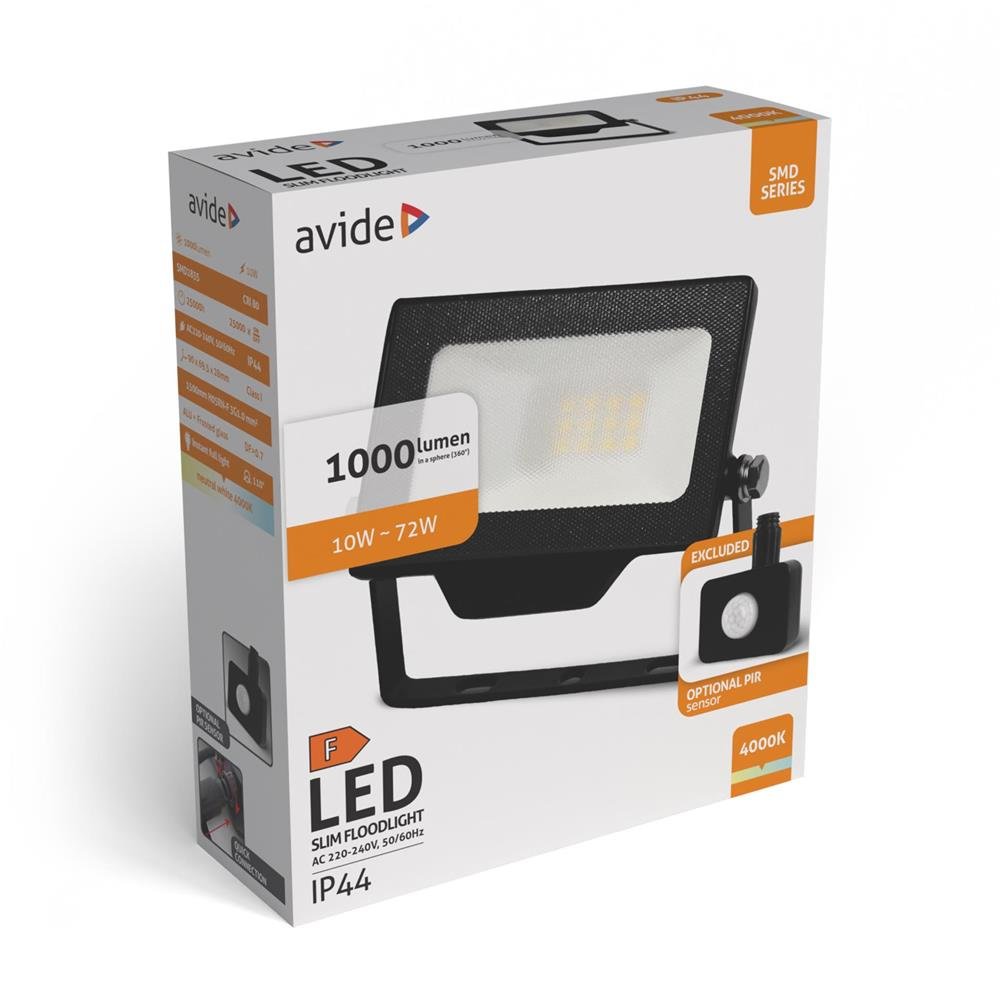 ablrflnw-10w-opir_1_ Avide LED Προβολέας SMD 10W NW 4000K με Προαιρετικό PIR (15.001.2103) - Image 1