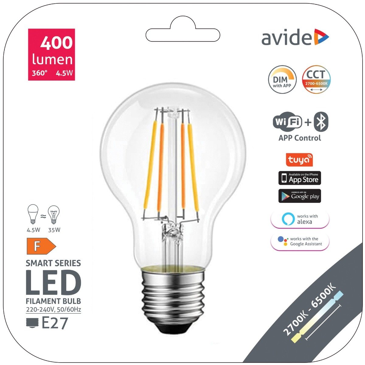 asf27cct-45w-wible_avide-smart-filament-led-globe-a60-45w-cct-wifi-ble-app-control Avide LED Smart Filament Κοινή A60 4.5W CCT WIFI + BLE APP Control (15.001.0710) - Image 1