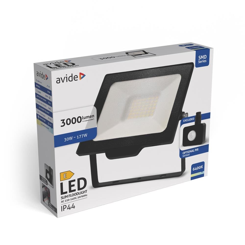 Avide Προβολέας LED SMD 30W CW 6400K με Γρήγορη σύνδεση και Προαιρετικό PIR (15.001.2117) - Image 1