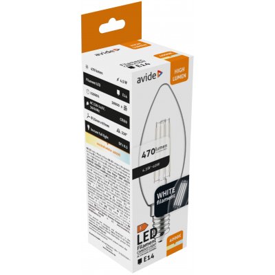 awlfc14nw-45w_avide-led-white-filament-candle-45w-e14-nw-4000k-400x400 Avide LED White Filament Κερί 4.5W E14 NW 4000K (15.001.2048) - Image 1