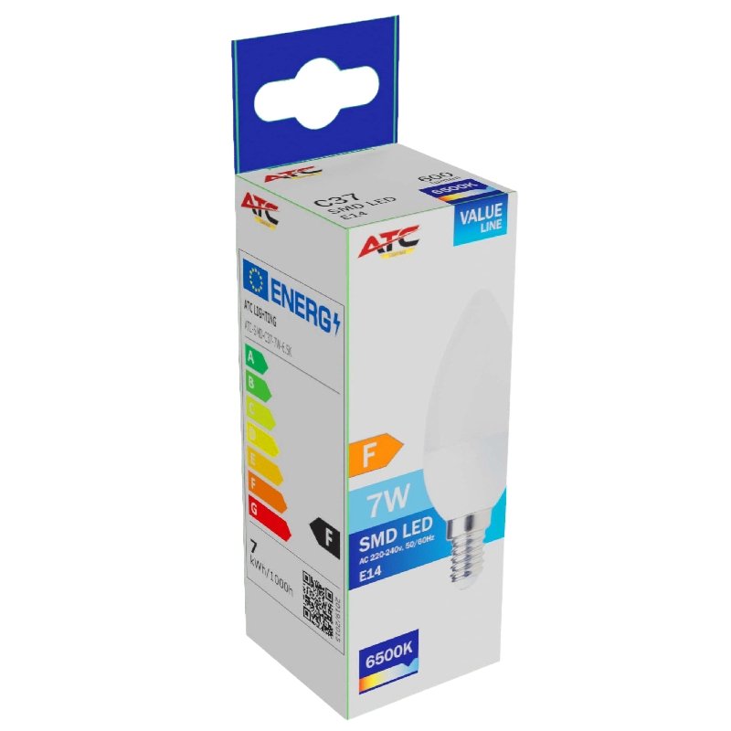 c37_7w_600lm_big_2_ ATC SMD Λαμπτήρας LED Κερί C37 230V 7W/600LM E14 6500K (25.001.0018) - Image 1