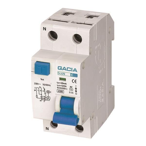 e9ec67d588514c5583f8540f16534c22 ΡΕΛΕ RCBO ΔΙΠΟΛΙΚΟ 10A 4,5KA 30mA 1P+N C GACIA TYPE AC (500-43501) - Image 1