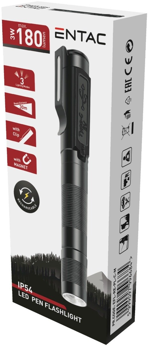 efl-re-pl-c-csiptetovel-es-magnessel-0x0 Entac Επαναφορτιζόμενος Φακός Στυλό με Κλιπ και Μαγνήτη (15.007.0278) - Image 1