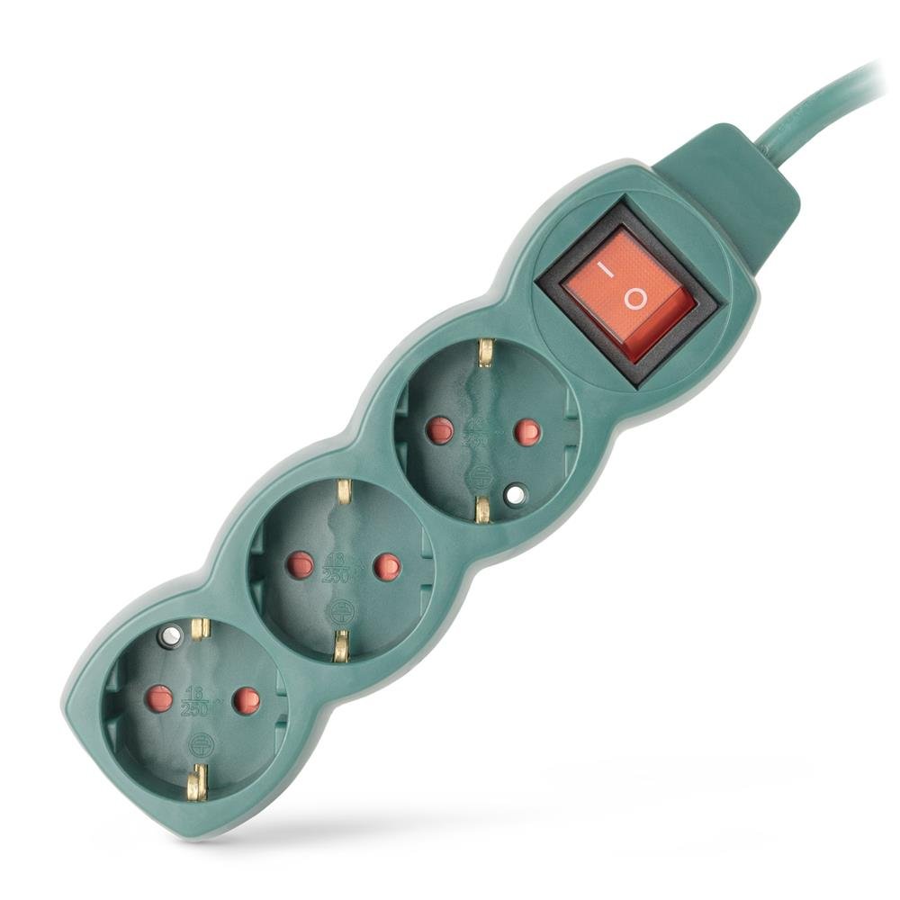 ese15g3-3-sw-g_p Entac Πολύπριζο 3 Θέσεων με Διακόπτη S1 3G1.5 Πράσινο 3m (15.005.0446) - Image 1
