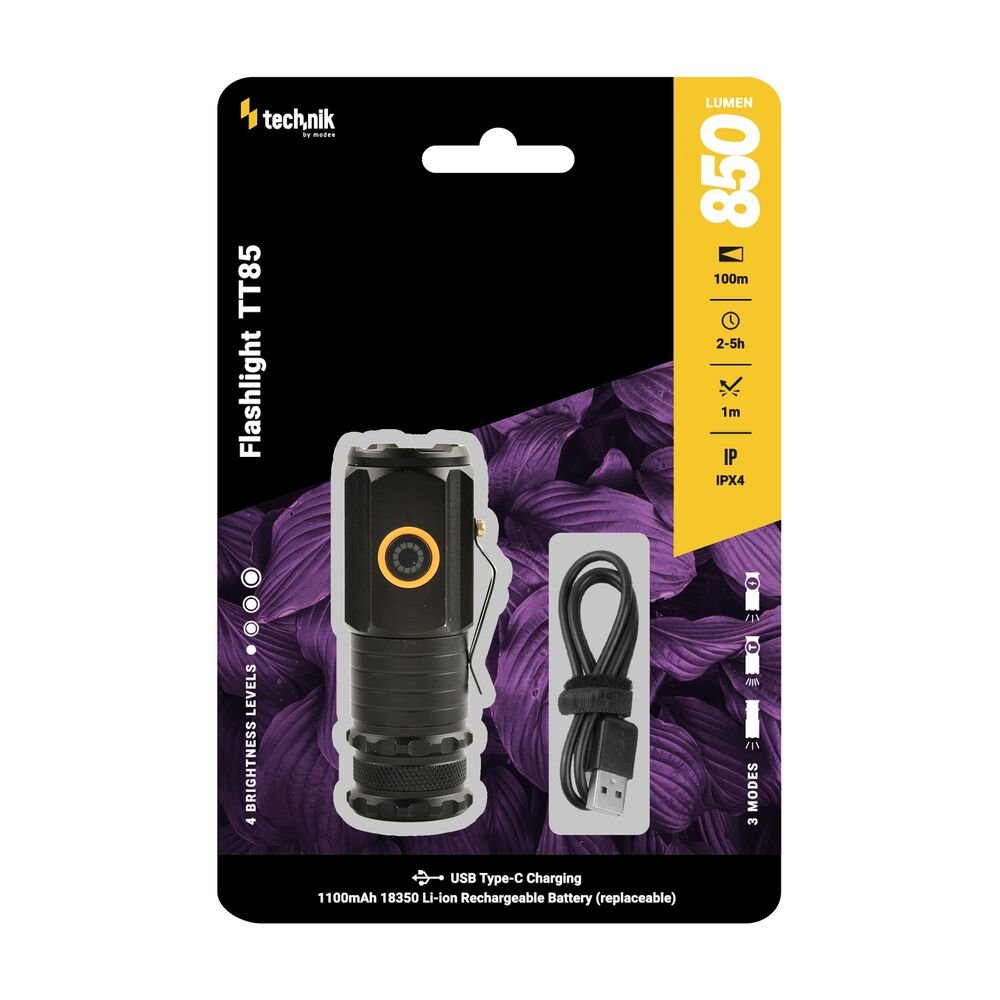 media-1725008099246 Technik Φακός Επαναφορτιζόμενος TT85 3xP35 LED 850lm (1x18350 1100mAh) (01.011.0046) - Image 1
