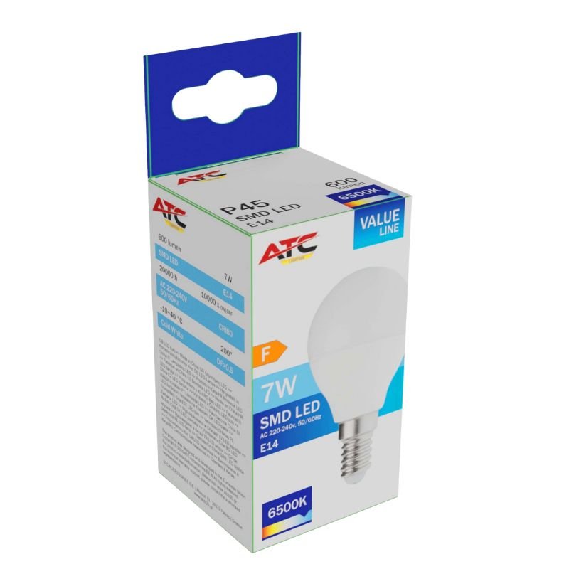 p45_7w_1_ ATC SMD Λαμπτήρας LED Globe P45 230V 7W/600LM E14 6500K (25.001.0021) - Image 1