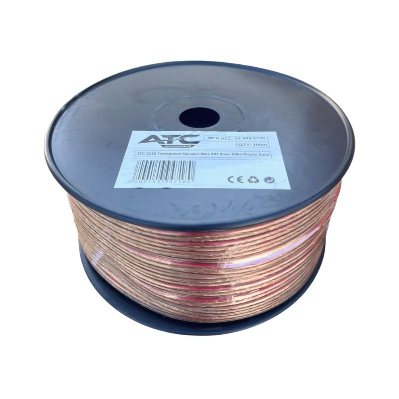 untitled_design ATC-2250 Στροφείο Καλώδιο Ηχείου Διαφανές 2x1,5mm 100m (02.008.0158) - Image 1