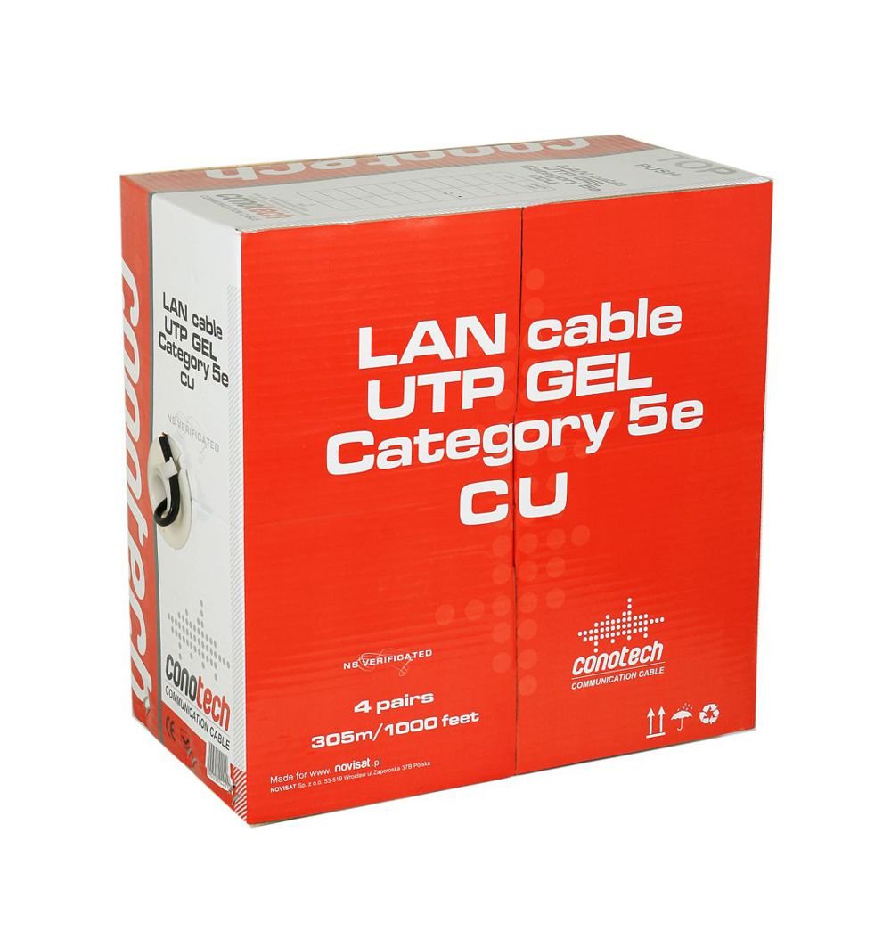 utp-gel-kat-5e Conotech Στροφείο Δικτύου U/UTP Χαλκός CU CAT5e GEL - PE (305m) (18.002.0003) - Image 1