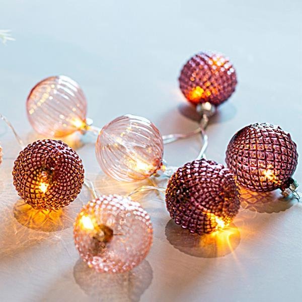 050010d75c9746a985d99406afb77265 ΣΕΙΡΑ, 10 LED 5mm, ΡΟΖ ΓΥΑΛΙΝΕΣ ΜΠΑΛΕΣ 6cm, ΜΠΑΤΑΡΙΑΣ 3xAA, ΔΙΑΦΑΝΟ PVC ΚΑΛΩΔΙΟ, ΘΕΡΜΟ ΛΕΥΚΟ LED ΑΝΑ 15cm, ΠΡΟΕΚΤΑΣΗ ΠΑΡΟΧΗΣ 50cm, IP20 (600-11208) - Image 1