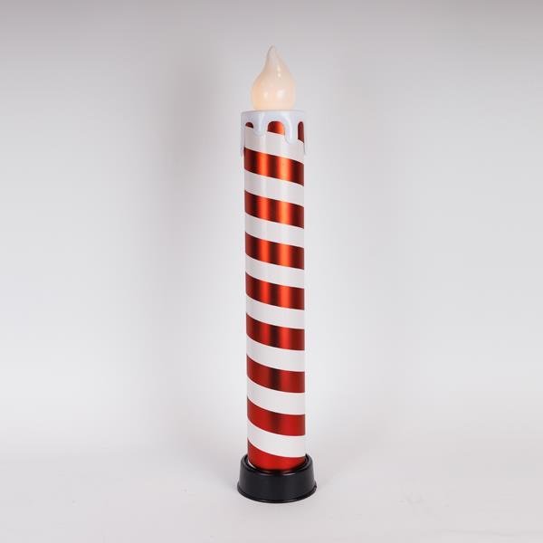 10160ac30e7b42d2b156e37106bfb3c5 ΚΕΡΙ ΦΩΤΙΖΟΜΕΝΟ 14x82cm, ΚΟΚΚΙΝΟ & ΑΣΠΡΟ, ΜΕ ΚΙΝΗΣΗ ΣΤΗ ΦΛΟΓΑ, ΜΠΑΤΑΡΙΑΣ 3xAA, TIMER, 6 ΘΕΡΜΑ ΛΕΥΚΑ LED, IP44 (600-47236) - Image 1