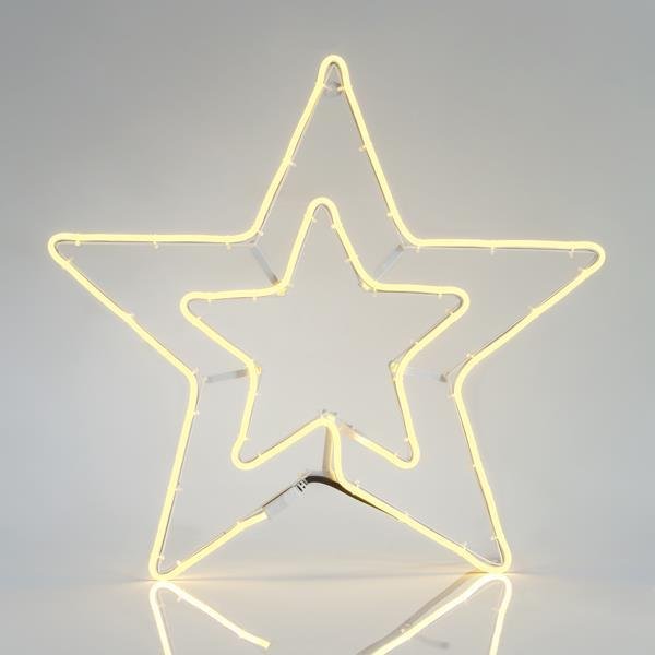 160ee37575bf4843bb98212ea6dd2702 ΑΣΤΕΡΙ ΔΙΠΛΟ, 3m ΝΕΟΝ LED ΦΩΤΟΣΩΛΗΝΑΣ, ΜΟΝΟΚΑΝΑΛΟΣ, ΘΕΡΜΟ ΛΕΥΚΟ, 56x58cm, IP44 (600-23032) - Image 1