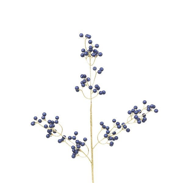 1cc507ef4802485bab8da5e9541606ca ΚΛΑΔΙ ΧΡΥΣΟ, ΜΕ ΣΚΟΥΡΑ ΜΠΛΕ BERRIES, 75cm (600-48698) - Image 1