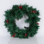 ΣΤΕΦΑΝΙ ΠΡΑΣΙΝΟ PVC ΜΕ BERRIES, 60cm (600-30632)