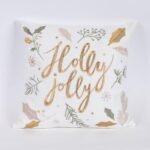 ΜΑΞΙΛΑΡΙ ΛΕΥΚΟ, ΜΕ ΧΡΥΣΗ ΕΠΙΓΡΑΦΗ HOLLY JOLLY, 45x45cm (600-46024)