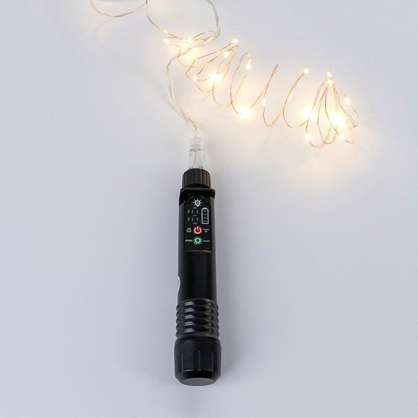 83194c9516b848ec9652ef26e466127e ΣΕΙΡΑ, 40 MINI LED ΜΕ ΦΟΡΗΤΟ ΦΟΡΤΙΣΤΗ, 3V-4.5V, ΜΠΑΤΑΡΙΑΣ 800 mAh, 8 ΠΡΟΓΡΑΜΜΑΤΑ, ΤΗΛΕΧΕΙΡΙΣΤΗΡΙΟ (TIMER & DIMMER), ΑΣΗΜΙ ΧΑΛΚΙΝΟ ΚΑΛΩΔΙΟ, ΘΕΡΜΟ ΛΕΥΚΟ LED ΑΝΑ 10cm, ΠΡΟΕΚΤΑΣΗ ΠΑΡΟΧΗΣ 30cm, IP44 (600-19120) - Image 1