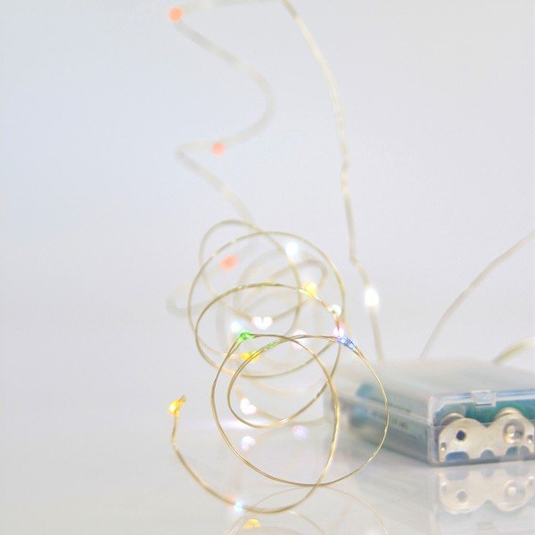 9e7f6415ae1648e1bba230397572f69b ΣΕΙΡΑ, 20 MINI LED, ΜΠΑΤΑΡΙΑΣ 3xAA, ΧΡΟΝΟΔΙΑΚΟΠΤΗ, ΑΣΗΜΙ ΧΑΛΚΙΝΟ ΚΑΛΩΔΙΟ, ΧΡΩΜΑΤΙΣΤΟ LED ANA 10cm, ΠΡΟΕΚΤΑΣΗ ΠΑΡΟΧΗΣ 10cm, IP20 (600-07929) - Image 1