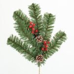 ΚΛΑΔΙ 60cm, ΜΕ ΧΙΟΝΙΣΜΕΝΕΣ ΚΟΥΚΟΥΝΑΡΕΣ ΚΑΙ BERRIES, 6 TIPS (ΠΑΧΟΣ ΤΩΝ TIPS 8cm), ΠΡΑΣΙΝΟ ΧΡΩΜΑ (600-30351)