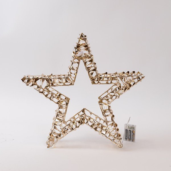 b02568db0fbb4d7884f89d676664b3ea ΦΩΤΙΖΟΜΕΝΟ ΑΣΤΕΡΙ ΧΡΥΣΟ 38cm, 40 LED, ΜΠΑΤΑΡΙΑΣ 3XAA, TIMER, ΑΣΗΜΙ ΧΑΛΚΙΝΟ ΚΑΛΩΔΙΟ, ΘΕΡΜΟ ΛΕΥΚΟ LED, ΠΡΟΕΚΤΑΣΗ ΠΑΡΟΧΗΣ 30cm, IP20 (600-22579) - Image 1