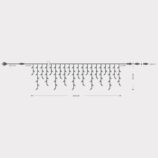 b282214ad587470b851ed98675e49965 ΒΡΟΧΗ, 144 LED 5mm ΜΕ ΚΑΛΥΜΜΑ, 230V, 3 ΕΠΕΚΤΑΣΕΙΣ ΕΩΣ 8 ΣΕΤ, ΠΡΑΣΙΝΟ ΚΑΟΥΤΣΟΥΚ ΚΑΛΩΔΙΟ, ΘΕΡΜΟ ΛΕΥΚΟ LED (H60 x W300cm, 5/7/5/7), ΠΡΟΕΚΤΑΣΗ ΠΑΡΟΧΗΣ 1.5m, ΙΡ65 (600-09581) - Image 1