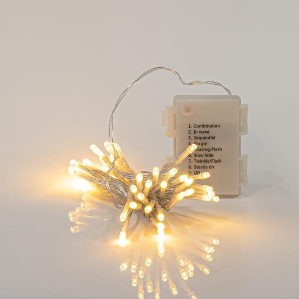 c0f232ca06a842fbb4d3d4a85790bd57 ΣΕΙΡΑ, 24 LED 3mm, ΜΠΑΤΑΡΙΑΣ 3xAA, 8 ΠΡΟΓΡΑΜΜΑΤΑ & ΜΝΗΜΗ, TIMER, ΔΙΑΦΑΝΟ PVC ΚΑΛΩΔΙΟ, ΘΕΡΜΟ ΛΕΥΚΟ LED ANA 10cm, ΠΡΟΕΚΤΑΣΗ ΠΑΡΟΧΗΣ 30cm, IP44 (DISPLAY BOX 24τμχ) (600-05441) - Image 1