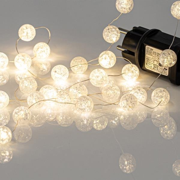 c2d7dd83b8a747139993aed3a1c960e9 ΣΕΙΡΑ, 100 MINI LED, ΑΚΡΥΛΙΚΕΣ ΜΠΑΛΙΤΣΕΣ 2cm, 4.5V ΜΕΤΑΣΧΗΜΑΤΙΣΤΗ, ΑΣΗΜΙ ΧΑΛΚΙΝΟ ΚΑΛΩΔΙΟ, ΘΕΡΜΟ ΛΕΥΚΟ LED ΑΝΑ 5cm, ΠΡΟΕΚΤΑΣΗ ΠΑΡΟΧΗΣ 3m, IP44 (600-03920) - Image 1