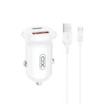 XO car charger CC69 PD 30W QC 1x USB 1x USB-C white + cable USB - USB-C (GSM192947)