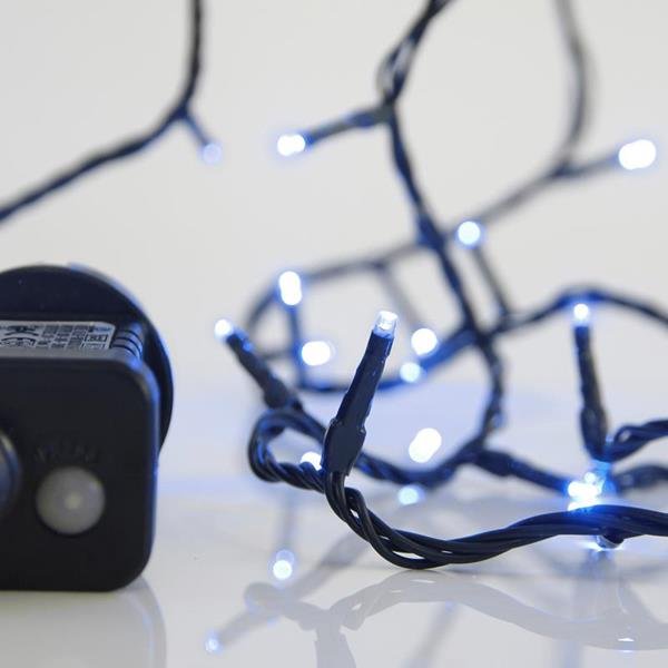 92b2b873bb584647a6bf020ea43cc7eb ΣΕΙΡΑ, 100 LED 3mm, 31V ΜΕΤΑΣΧΗΜΑΤΙΣΤΗ, 8 ΠΡΟΓΡΑΜΜΑΤΑ & ΜΝΗΜΗ, ΠΡΑΣΙΝΟ PVC ΚΑΛΩΔΙΟ, ΜΠΛΕ LED ΑΝΑ 5cm, ΠΡΟΕΚΤΑΣΗ ΠΑΡΟΧΗΣ 3m, ΙΡ44 (600-11503) - Image 1