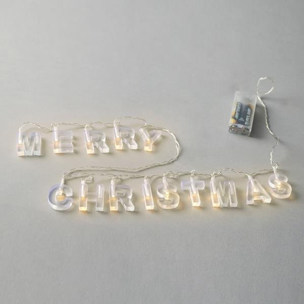73582b4b9eca4c80ac1e6b94186ff039 ΣΕΙΡΑ, 14 LED 5mm, 'MERRY CHRISTMAS' ΜΕ ΔΙΑΦΑΝΑ ΓΡΑΜΜΑΤΑ, ΜΠΑΤΑΡΙΑΣ 2xAA, TIMER, ΔΙΑΦΑΝΟ PVC ΚΑΛΩΔΙΟ, ΘΕΡΜΟ ΛΕΥΚΟ LED ΑΝΑ 8cm, ΠΡΟΕΚΤΑΣΗ ΠΑΡΟΧΗΣ 30cm, IP20 (600-03240) - Image 1