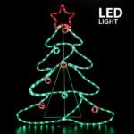 XMAS ΔΕΝΤΡΟ ΜΕ ΜΠΑΛΕΣ & ΑΣΤΕΡΙ ΦΩΤΟΣΩΛΗΝΑΣ LED 6m ΜΟΝΟΚΑΝΑΛΟΣ ΠΡΟΓΡΑΜΜΑ ΠΟΡΤΟΚΑΛΙ - ΠΡΑΣΙΝΟ - ΚΟΚΚΙΝΟ 88x68cm IP44 (600-20014)