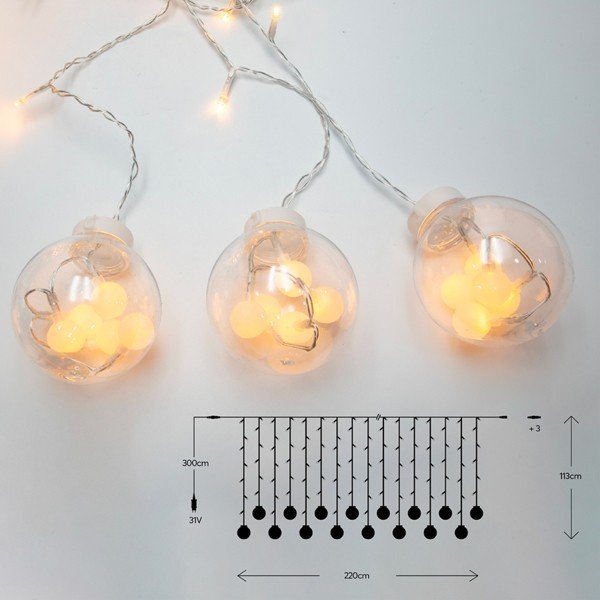 8b3242f8c70a427d836c64c1a139abaf XMAS ΛΑΜΠΑΚΙ ΚΟΥΡΤΙΝΑ 120 LED 5mm ΜΕ ΜΠΑΛΕΣ 31V ΜΕΤΑΣΧΗΜΑΤΙΣΤΗ 4 ΕΠΕΚΤΑΣΕΙΣ ΕΩΣ 3 ΣΕΤ ΔΙΑΦΑΝΟ PVC ΚΑΛΩΔΙΟ ΘΕΡΜΟ ΛΕΥΚΟ LED (H113 x W220cm 10 ΣΕΙΡΕΣ) ΠΑΡΟΧΗ 3m IP44 (600-02027) - Image 1