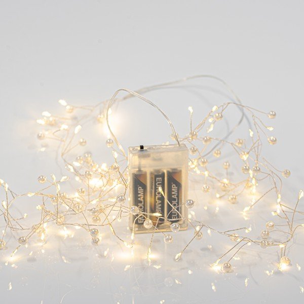 90f39bd436944268814a4e035d0f536a XMAS ΛΑΜΠΑΚΙ CLUSTER 2m 120 MINI LED ΠΕΡΛΕΣ ΜΠΑΤΑΡΙΑΣ 3AA ΑΣΗΜΙ ΧΑΛΚΙΝΟ ΚΑΛΩΔΙΟ ΘΕΡΜΟ ΛΕΥΚΟ LED ΠΑΡΟΧΗ 50cm IP20 (600-03550) - Image 1