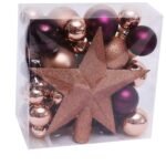 Artezan Χριστουγεννιάτικες Μπάλες 3-8cm Full Set Χρυσό και Μώβ Mix + Αστέρι Κορυφής Δέντρου 52τμχ/κουτί (15.004.0193)
