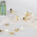 XMAS ΛΑΜΠΑΚΙ ΣΕΙΡΑ 20 MINI LED ΔΙΑΚΟΣΜΗΤΙΚΑ ΑΣΤΕΡΙΑ & ΠΕΡΛΕΣ ΜΠΑΤΑΡΙΑΣ 3ΑΑ ΜΕ ΧΡΟΝΟΔΙΑΚΟΠΤΗ ΑΣΗΜΙ ΧΑΛΚΙΝΟ ΚΑΛΩΔΙΟ ΘΕΡΜΟ ΛΕΥΚΟ LED ΑΝΑ 7.5cm ΠΑΡΟΧΗ 30cm IP20 (600-03341)