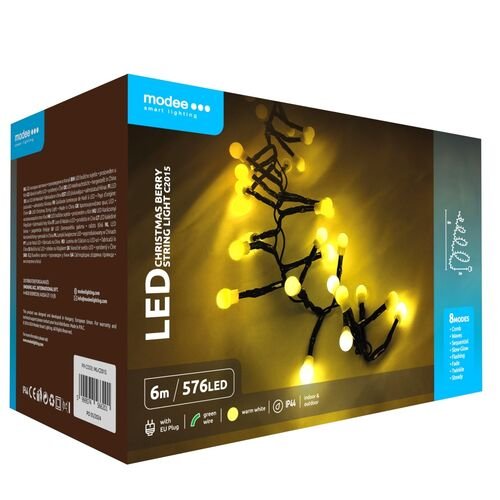 media-1728991532447 Modee Χριστουγεννιάτικα Φωτάκια LED Τύπου Berry με Τροφοδοτικό (576LED/6m) Θερμό Λευκό (40.004.0015) - Image 1