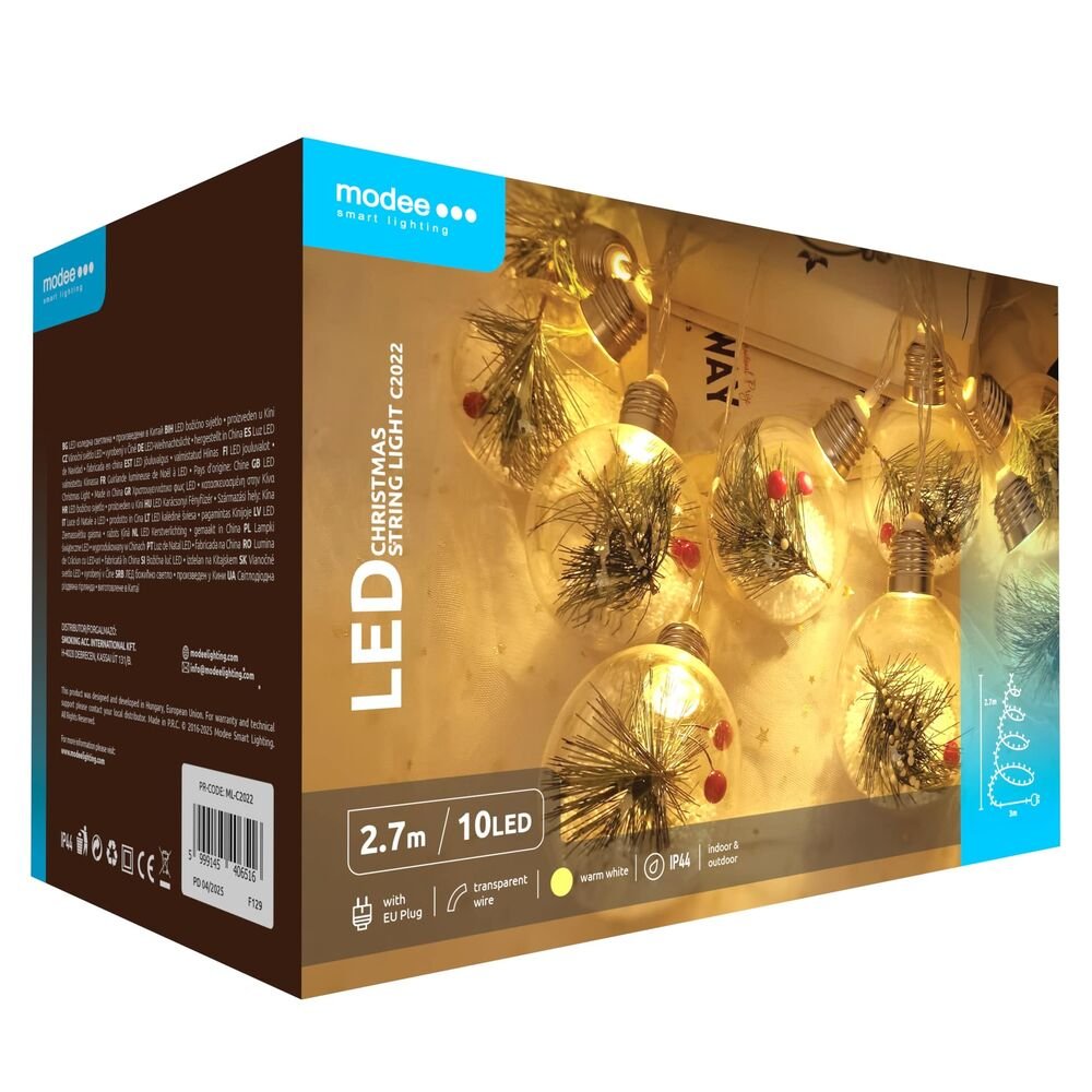 media-1747317719776 Modee Χριστουγεννιάτικα Φωτάκια LED με Βύσμα (10LED/300cm/30cm) Θερμό Λευκό (40.004.0042) - Image 1