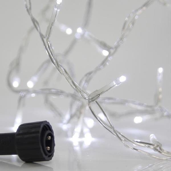 4737f8d104db4c788e3e35973d22d616 XMAS ΛΑΜΠΑΚΙ ΣΕΙΡΑ 100 LED 3mm 31V ΜΕΤΑΣΧΗΜΑΤΙΣΤΗ 4 ΕΠΕΚΤΑΣΕΙΣ ΕΩΣ 3 ΣΕΤ ΔΙΑΦΑΝΟ PVC ΚΑΛΩΔΙΟ ΛΕΥΚΟ LED ΑΝΑ 5cm ΠΑΡΟΧΗ 3m ΙP44 (600-11321) - Image 1
